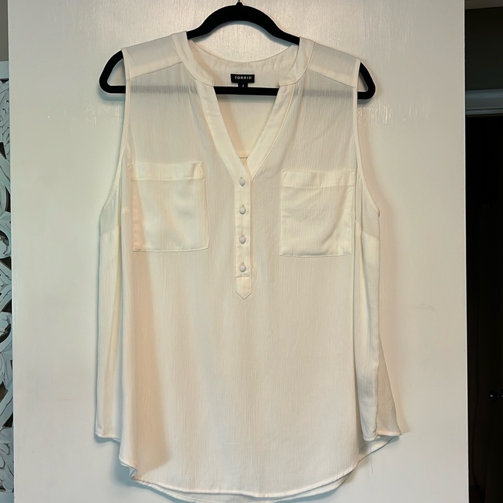 Harper Washable Gauze Sleeveless Blouse (Ivory)